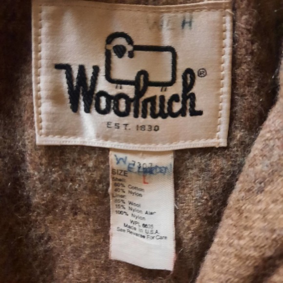 Vtg Woolrich Khaki Blanket Wool lining Chore Parka Field Hiking Jacket LG - Picture 6 of 14